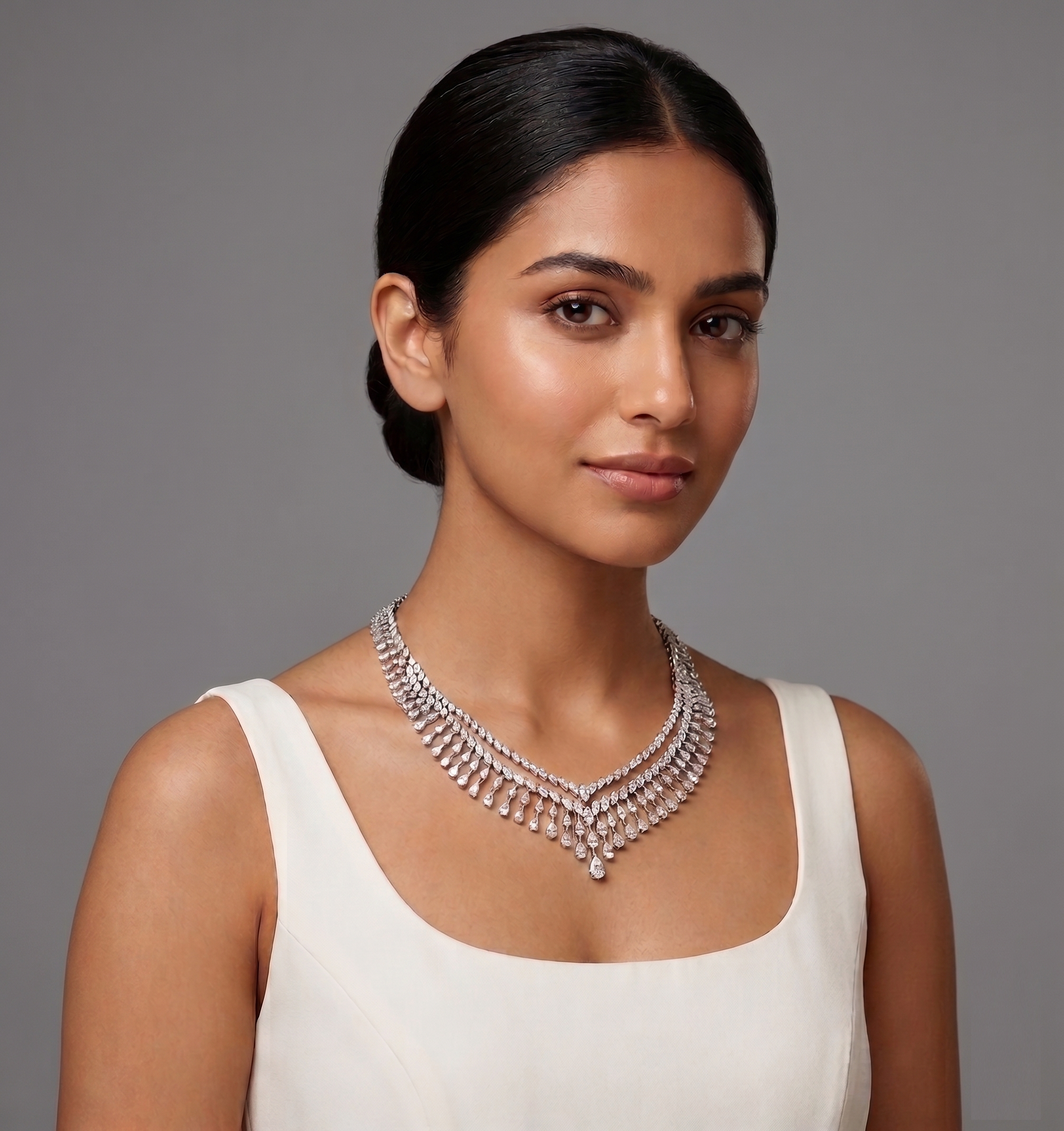 Fancy Diamonds Evergreen Cocktail Necklace