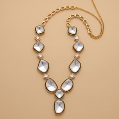 Solitaire polki single line necklace