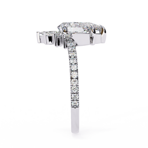 Lab-created pear and marquise solitaire diamond ring for women