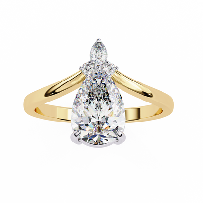 Solitaire Pear Cluster Ring