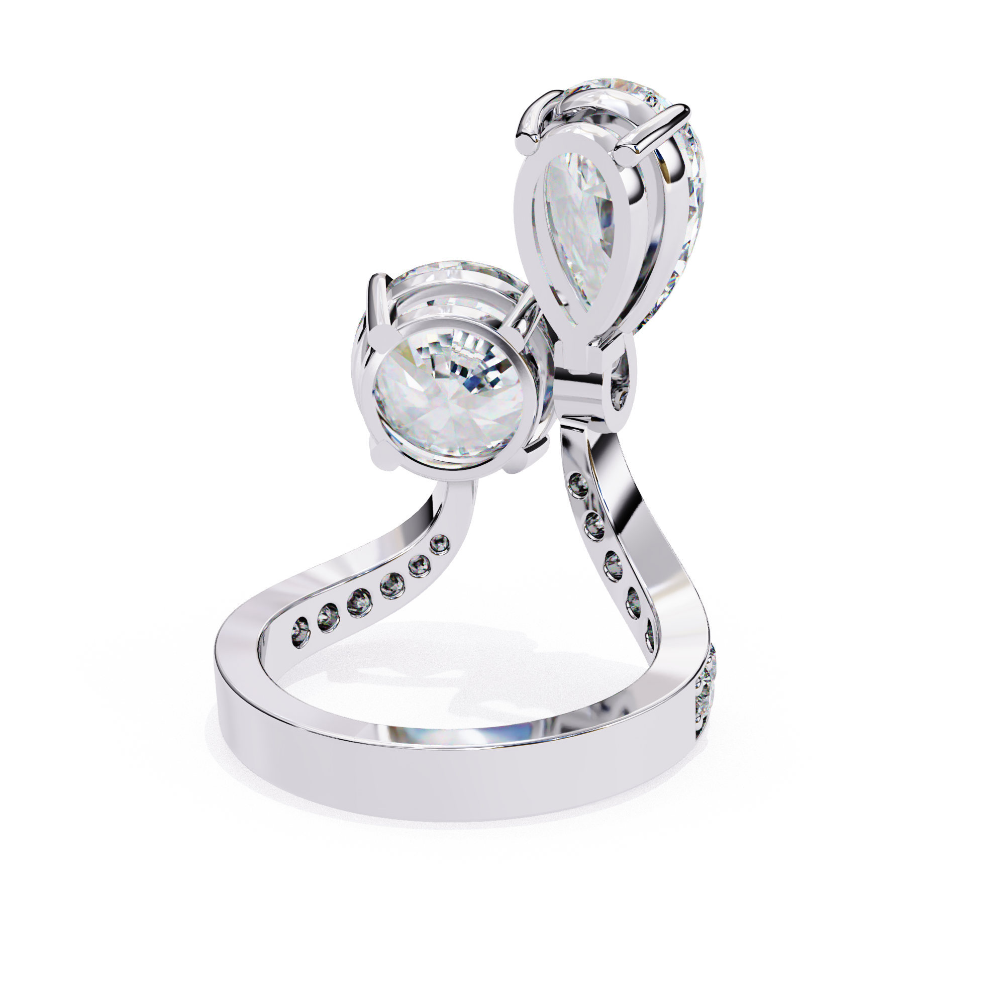 IGI-certified 3.5 ct lab-grown pear-round twin solitaire diamond ring for women