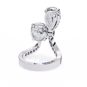 IGI-certified 3.5 ct lab-grown pear-round twin solitaire diamond ring for women