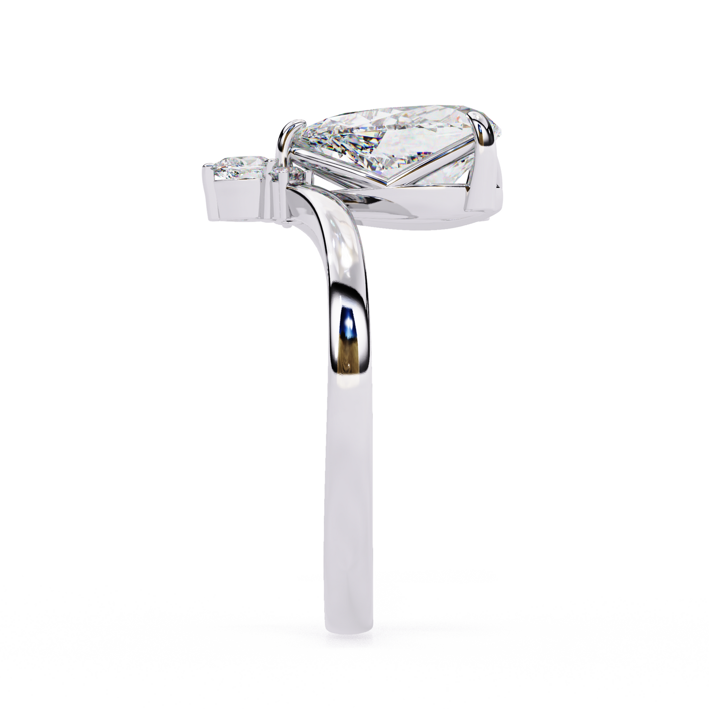 Solitaire Pear Cluster Ring