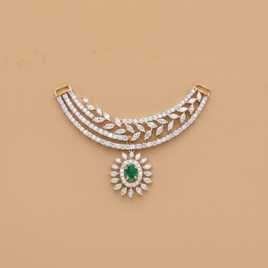 Labgrown Emerald Pendant Hanging Mangalsutra