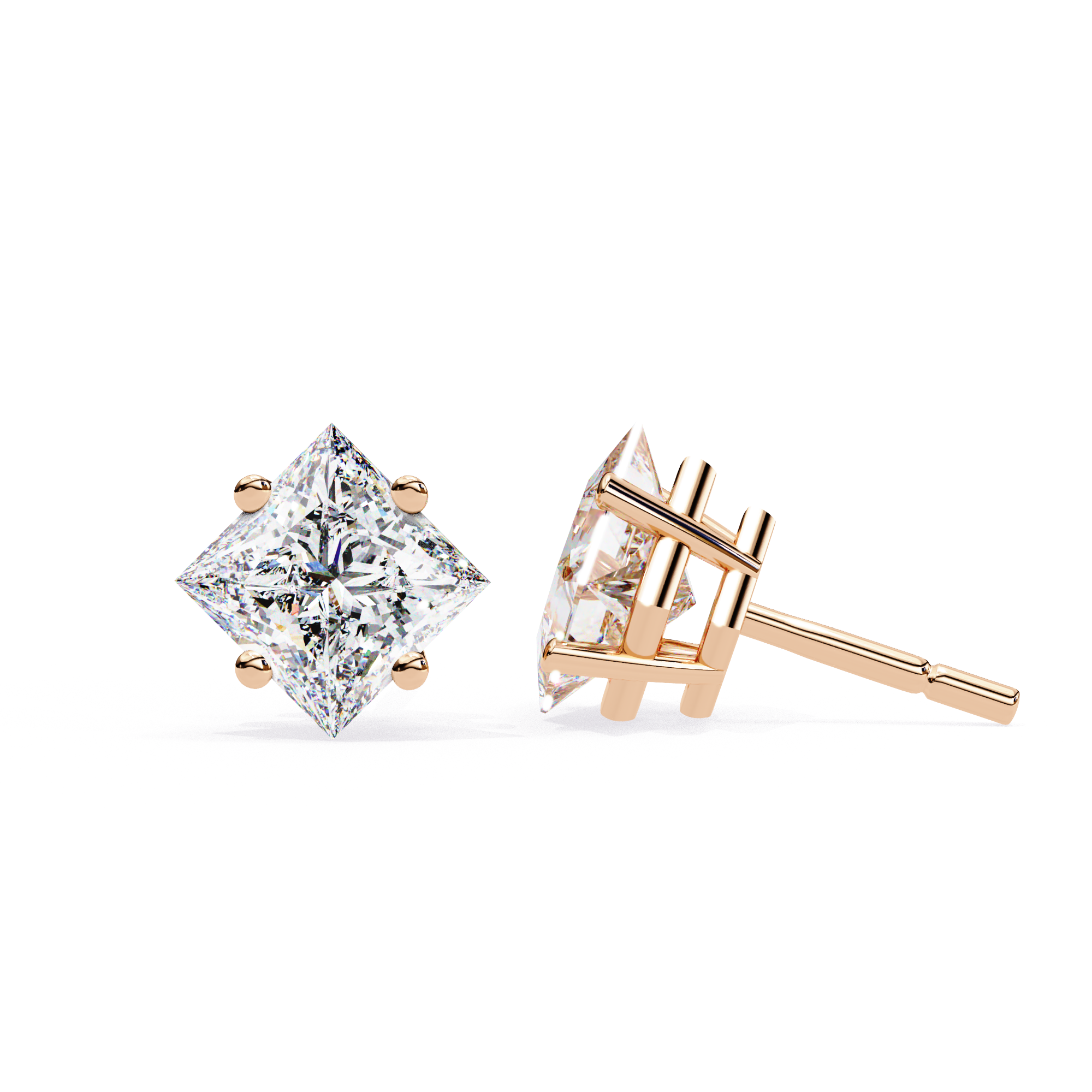 Princess Solitaire Earrings