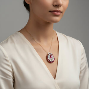 Crimson Red Flora Pendant / Brooch