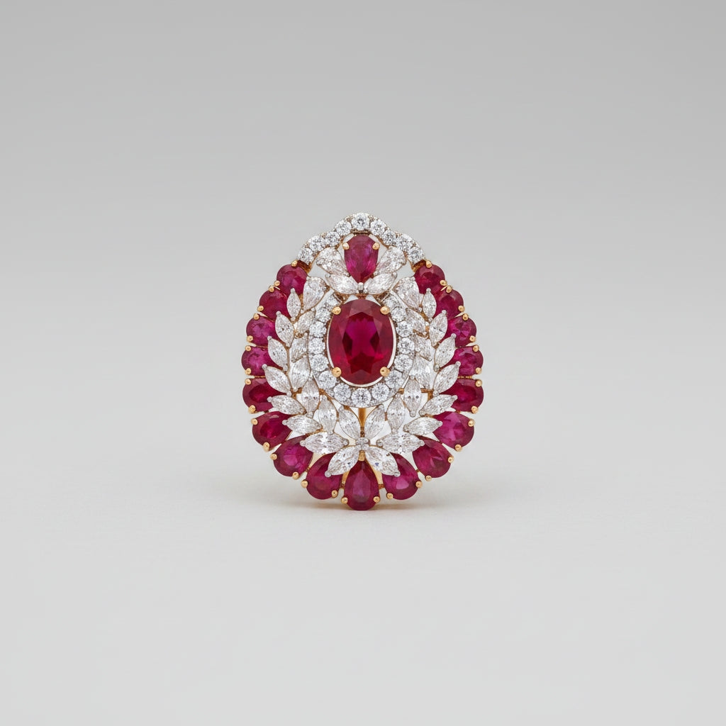 Crimson Red Flora Pendant / Brooch