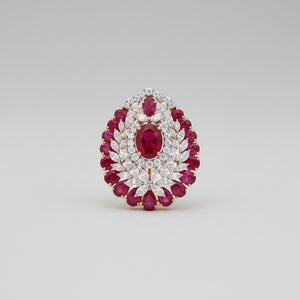 Crimson Red Flora Pendant / Brooch
