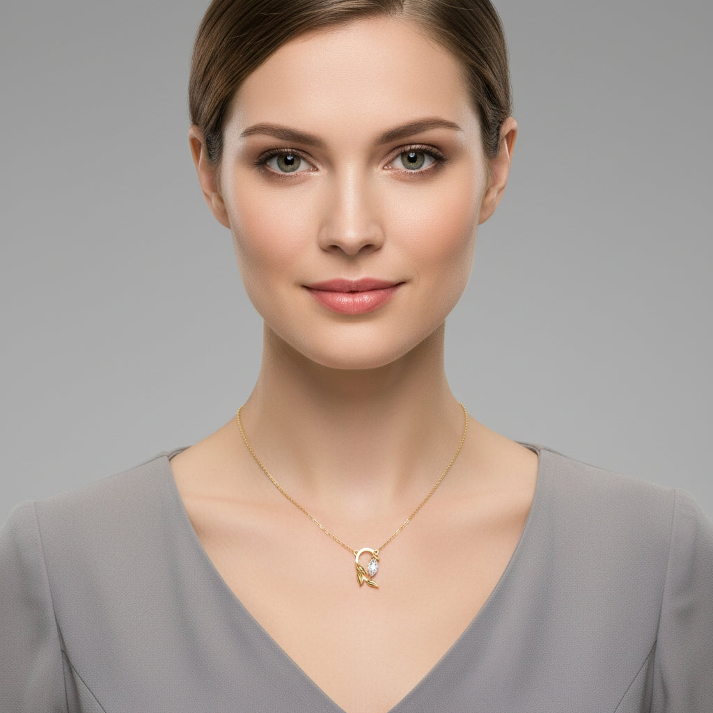 Solitaire Leaf Pendant