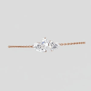 Two peas in a pod heart solitaire bracelet