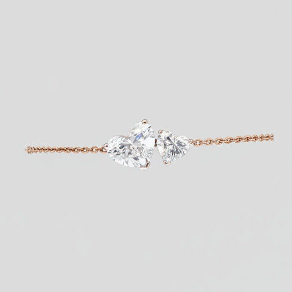 Two peas in a pod heart solitaire bracelet