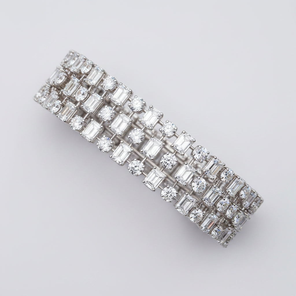 Round Emerald Broad Bracelet