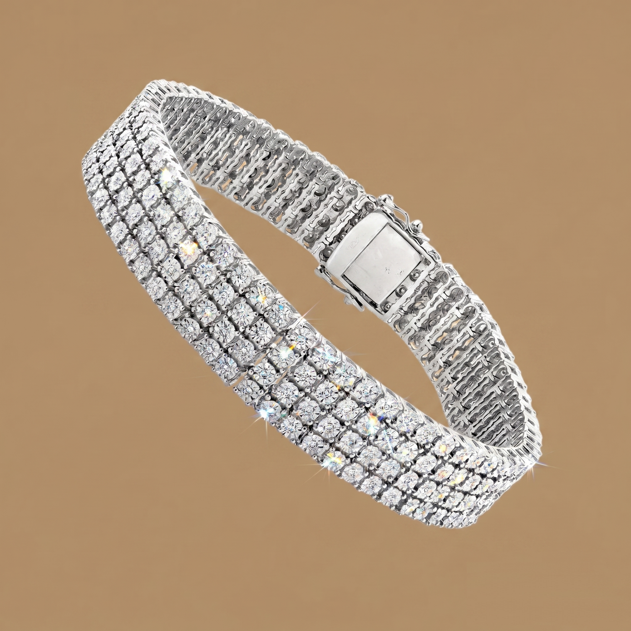 4 Lines Unisex Round Labgrown Tennis Bracelet