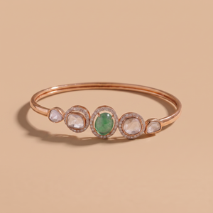 Everyday polki and emerald fixed bracelet