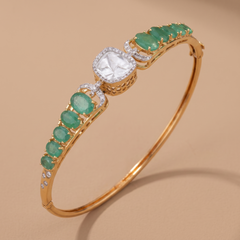 Labgrown emerald and solitaire polki bracelet