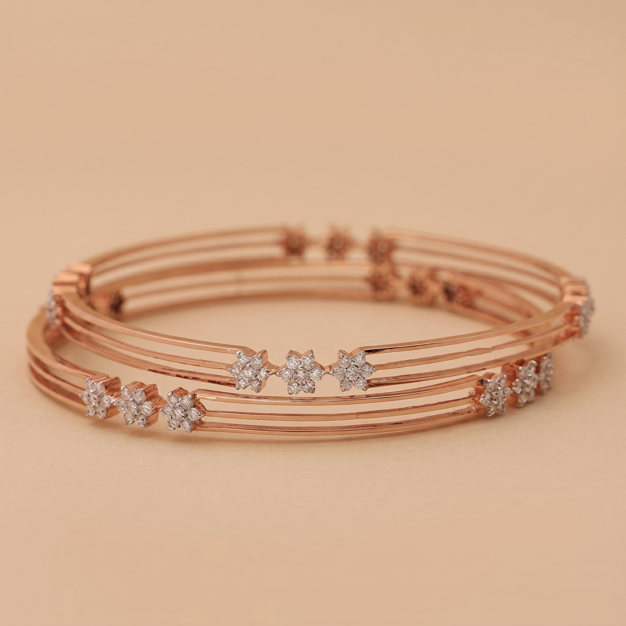Diamond Flower Tikda Everyday Bangle Pair