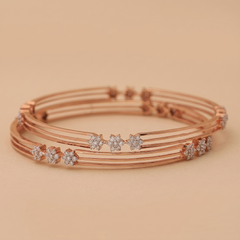 Diamond Flower Tikda Everyday Bangle Pair