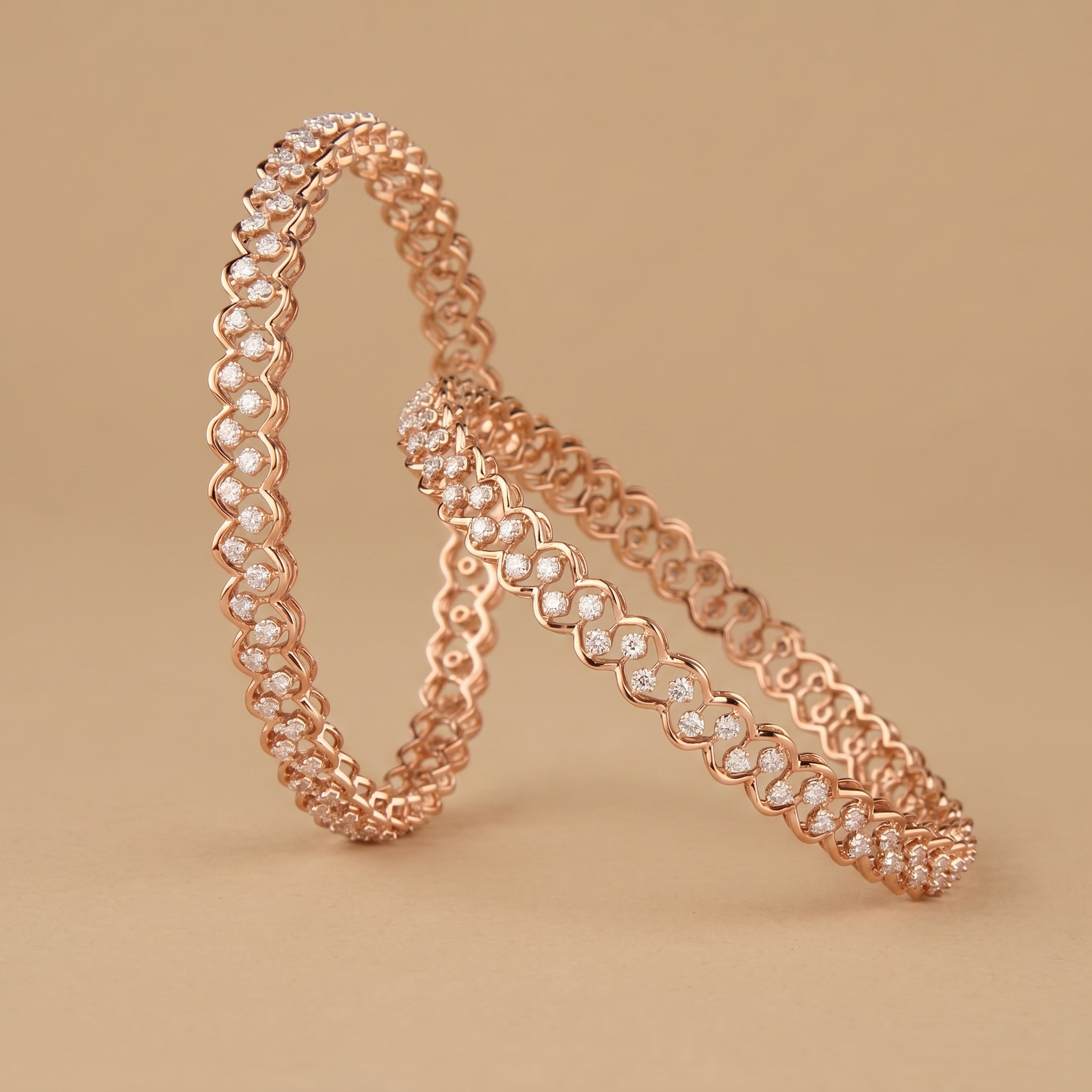 5cent Round Labgrown Diamonds Zigzag Kada Pair