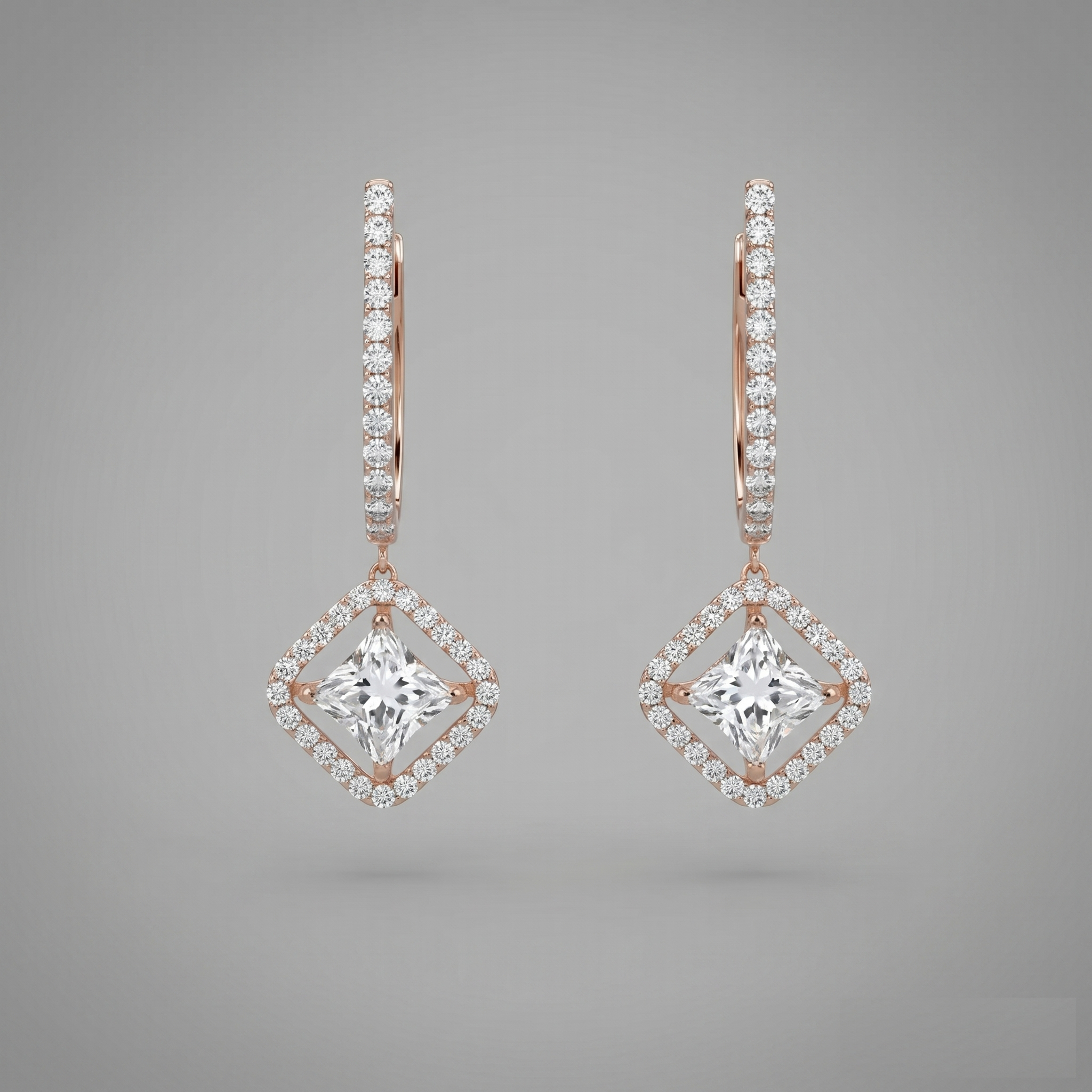 Princess Cut Sparkle Hoops Earrings