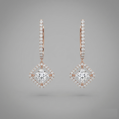 Princess Cut Sparkle Hoops Earrings