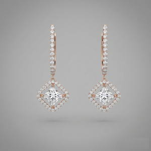 Princess Cut Sparkle Hoops Earrings