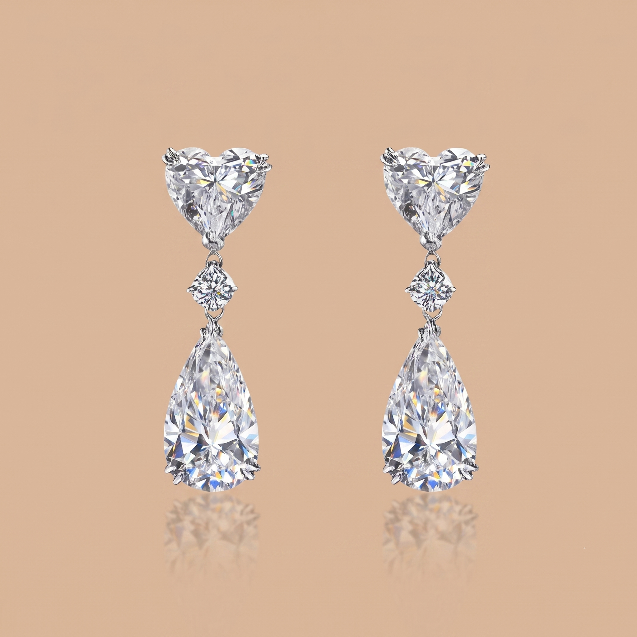 1ct Heart and Drops labgrown diamond Earrings