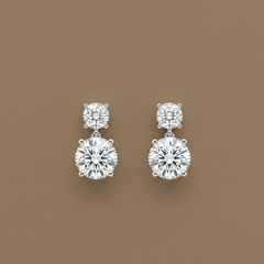 Custom-made lab-grown round diamond stud drop earrings for women