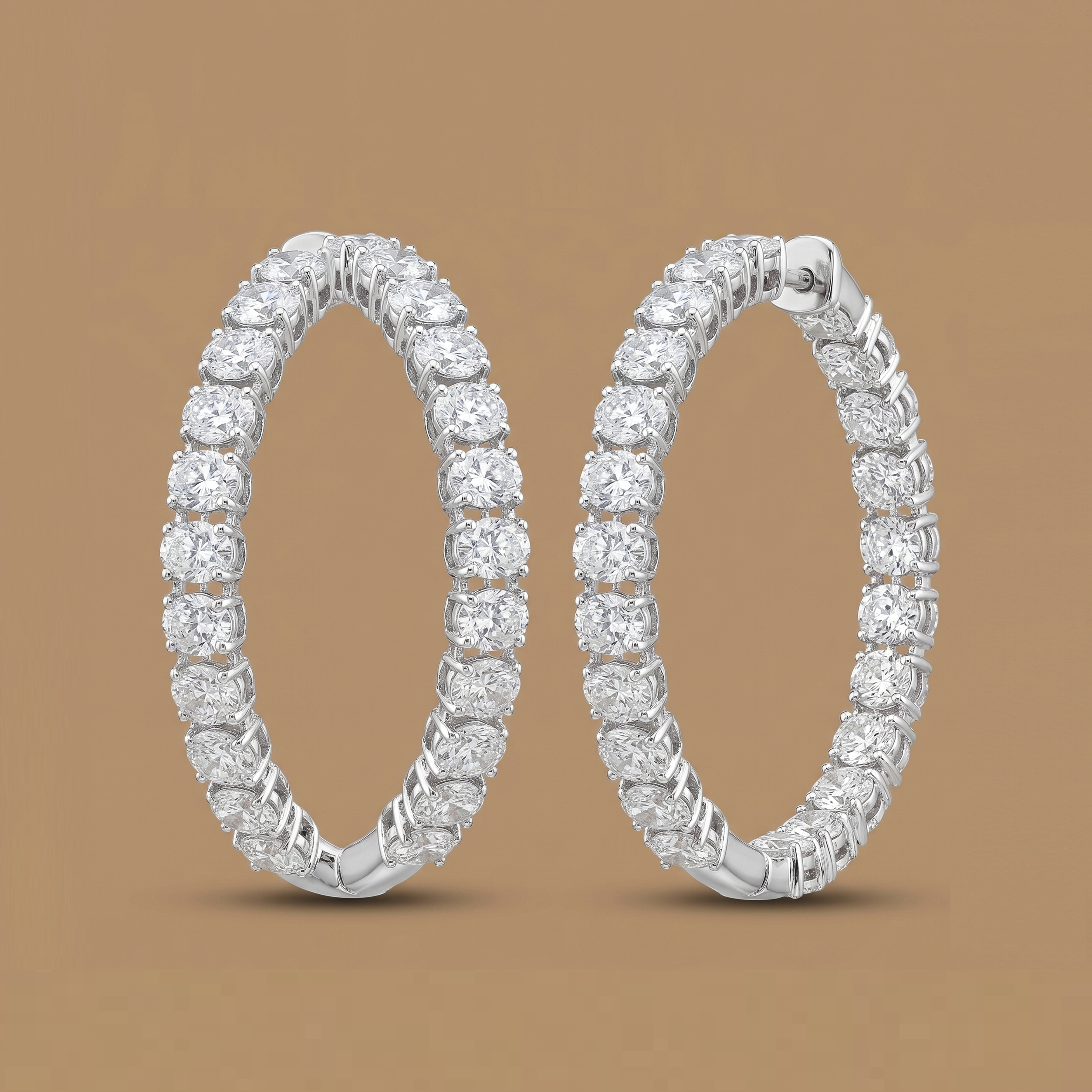 Classic labgrown oval diamonds circle hoops
