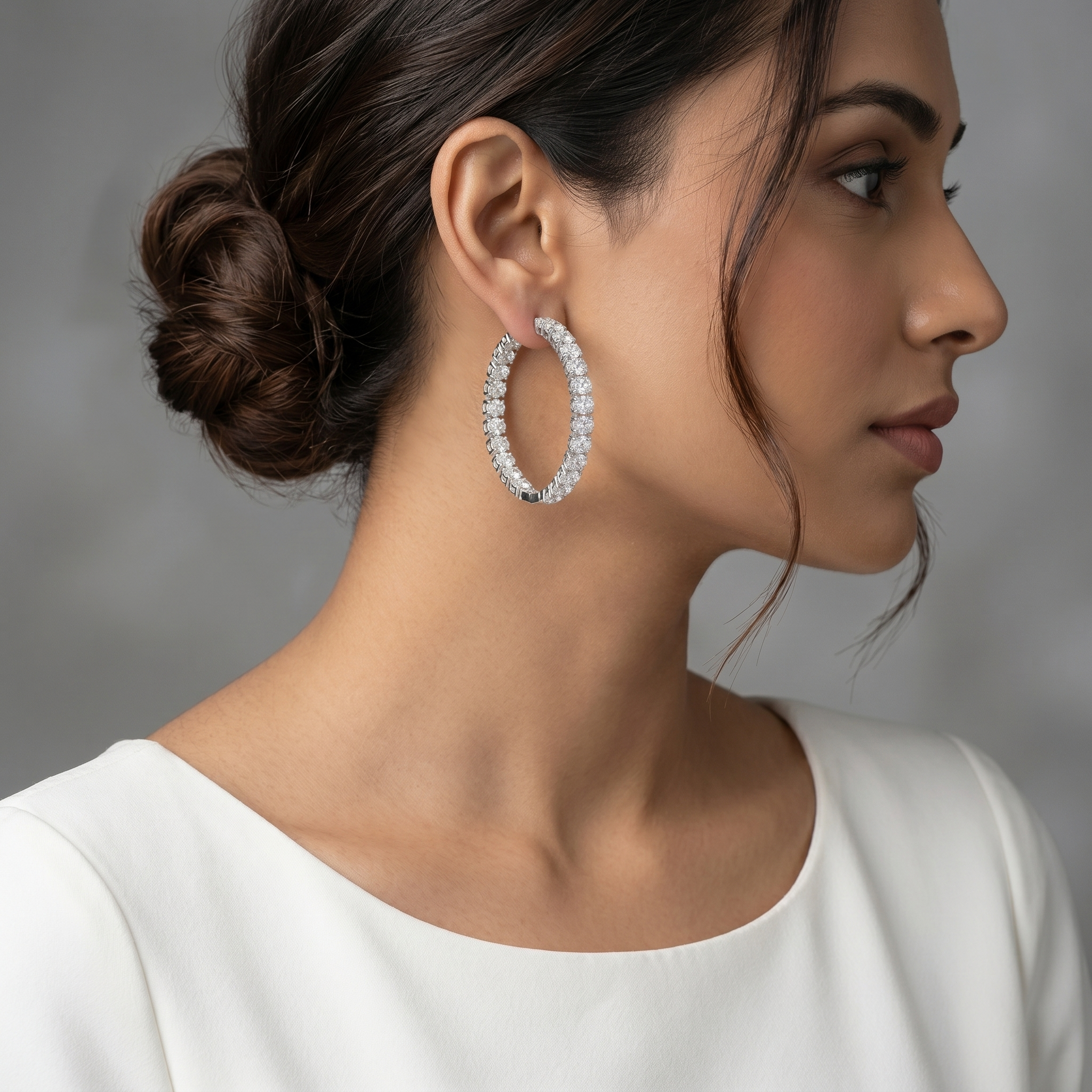 Classic labgrown oval diamonds circle hoops