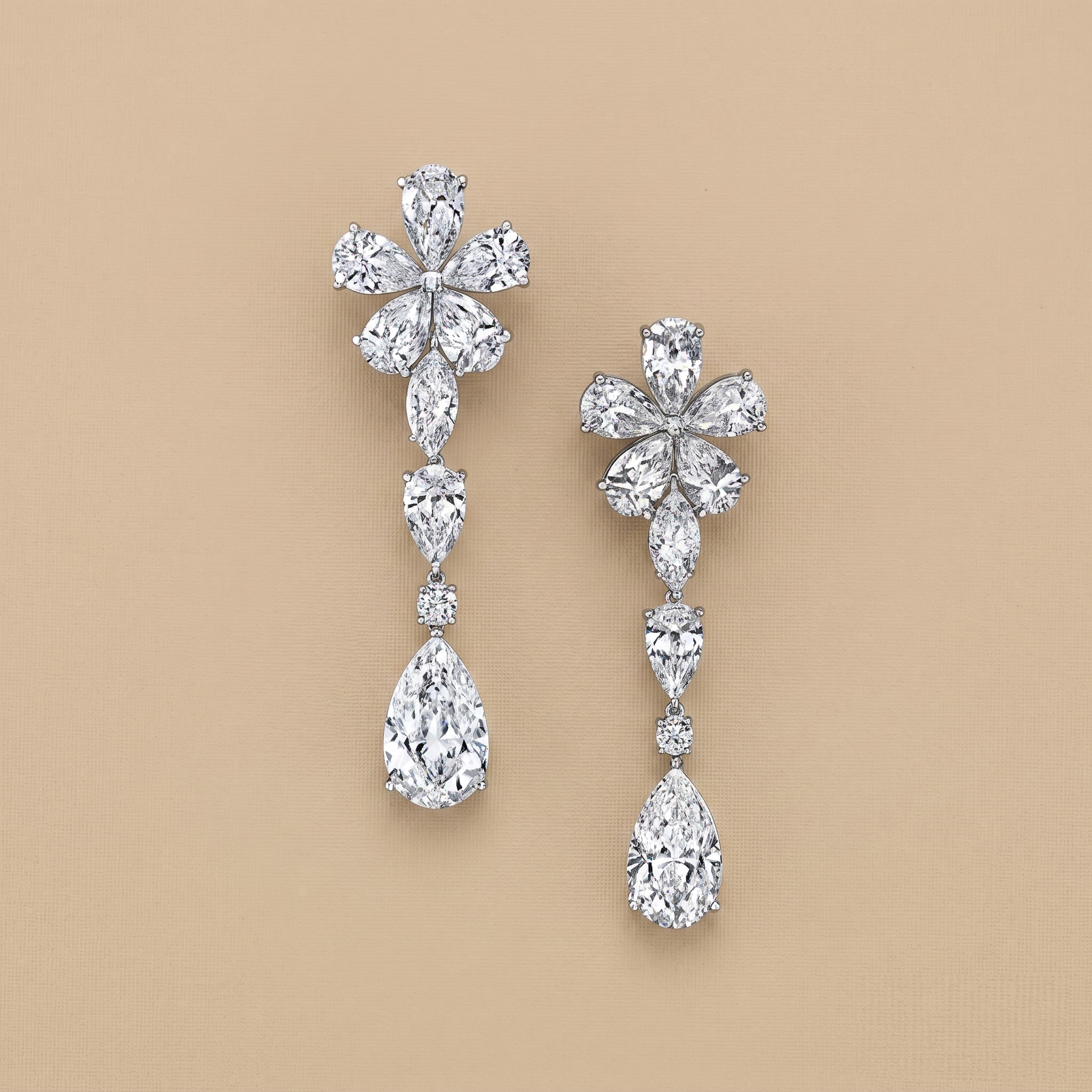 Labgrown diamonds flower shape solitaire earrings