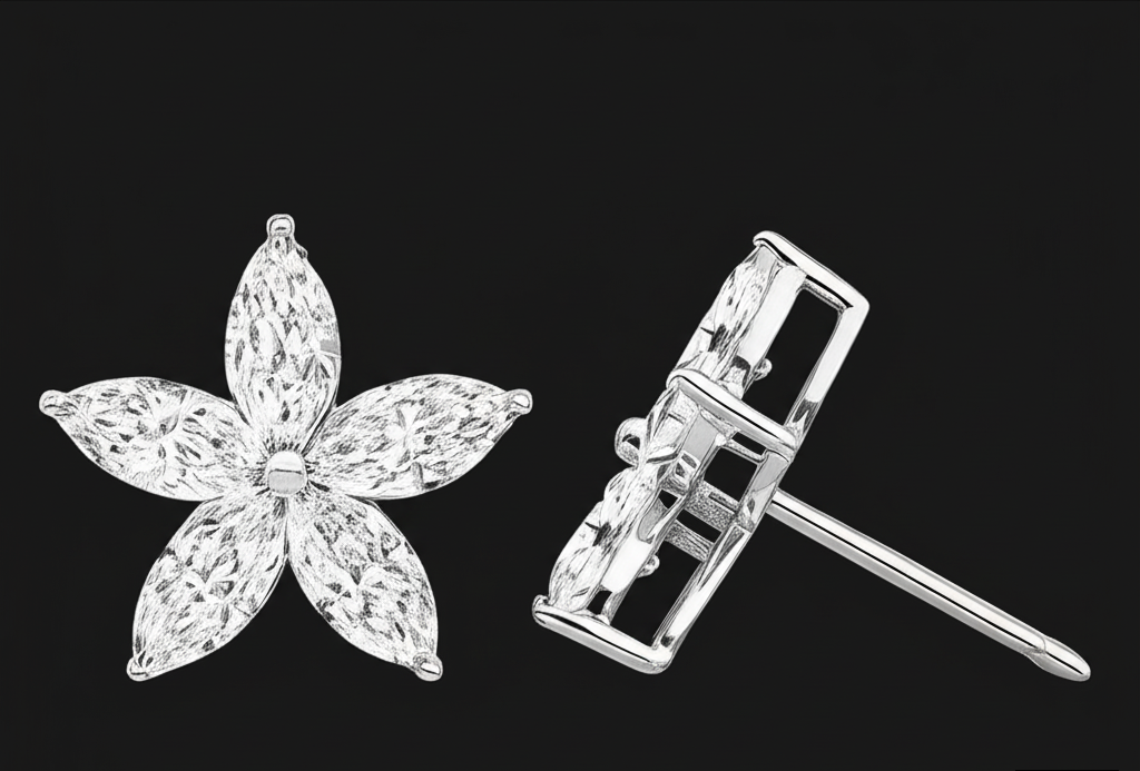 Glimmering Five-Point Marquise Earrings