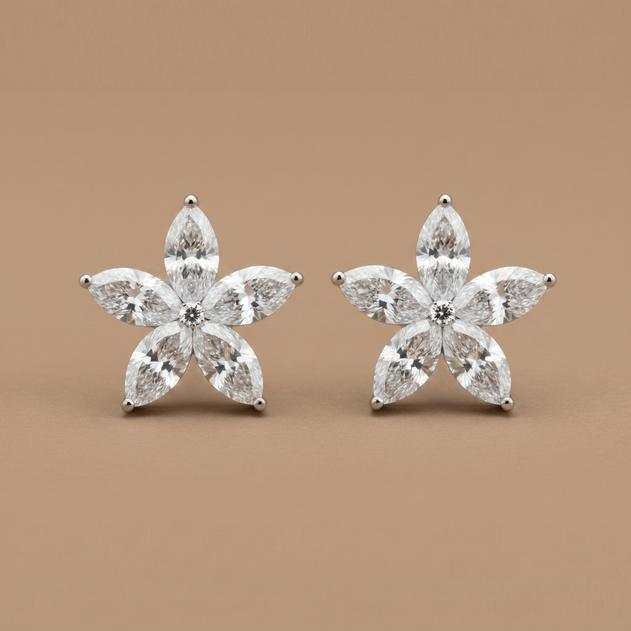Glimmering Five-Point Marquise Earrings