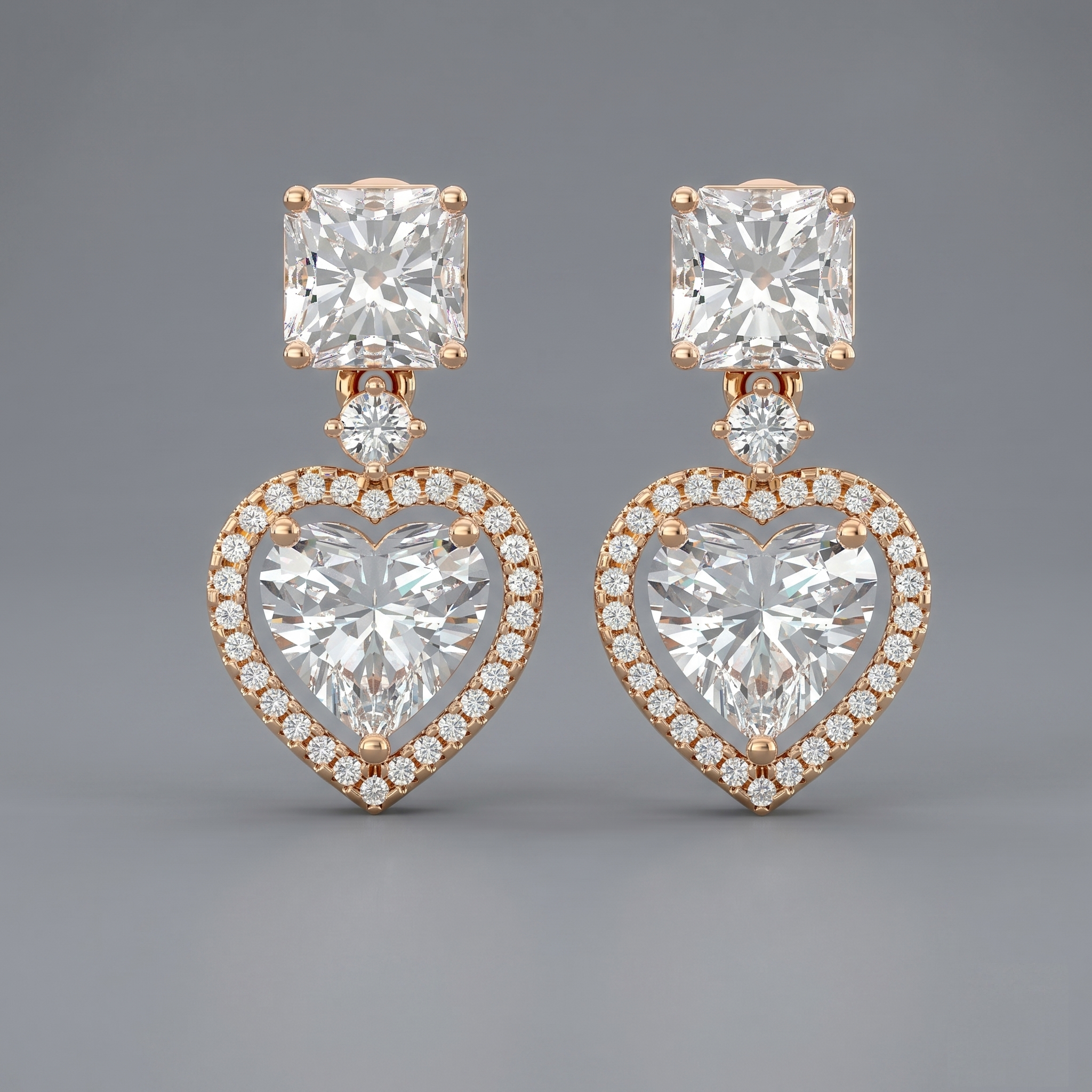 Multi-Cut Halo Drop Earrings