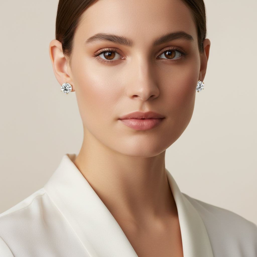 IGI-certified lab-grown round diamond stud earrings – insured secure shipping