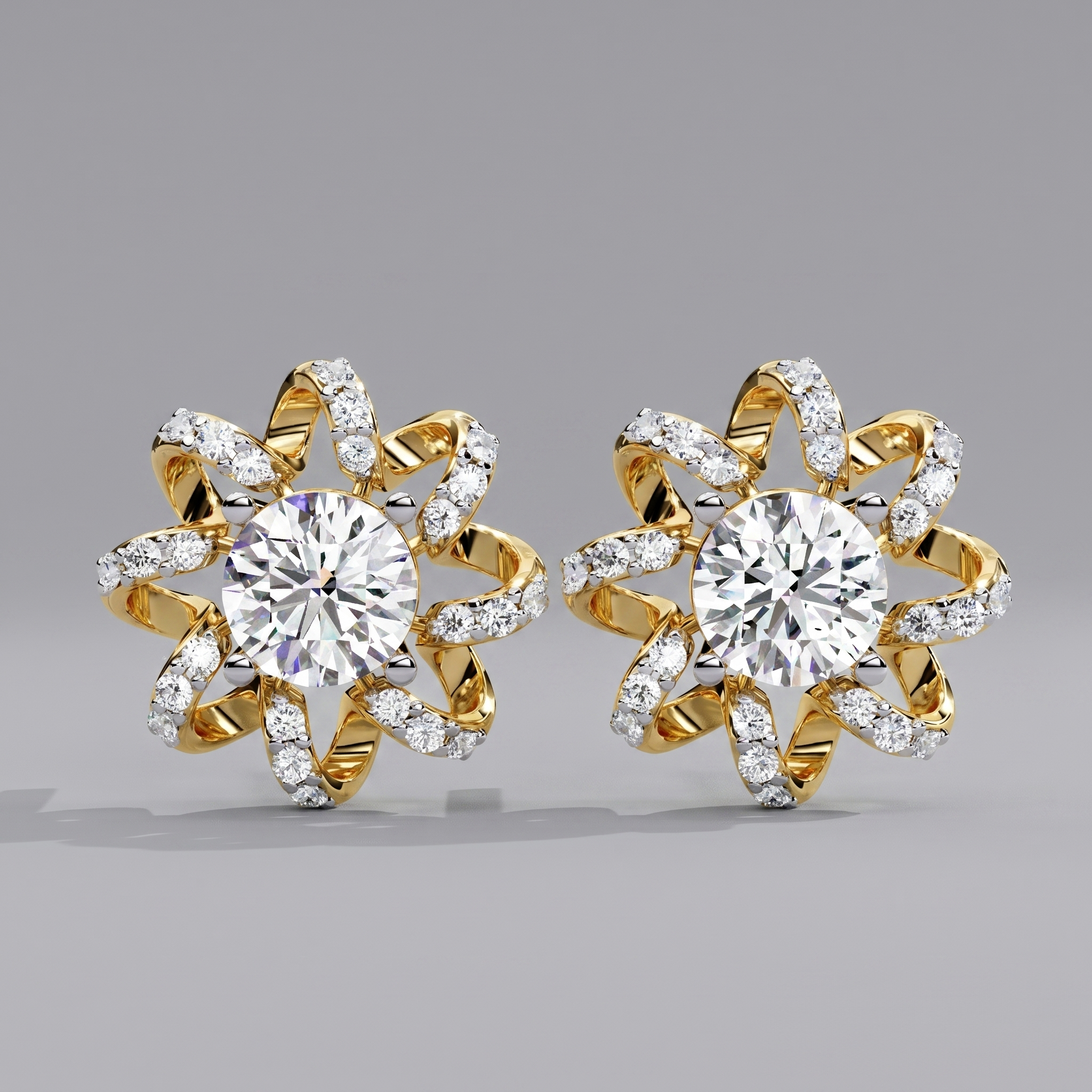 Solitaire Flower Studs