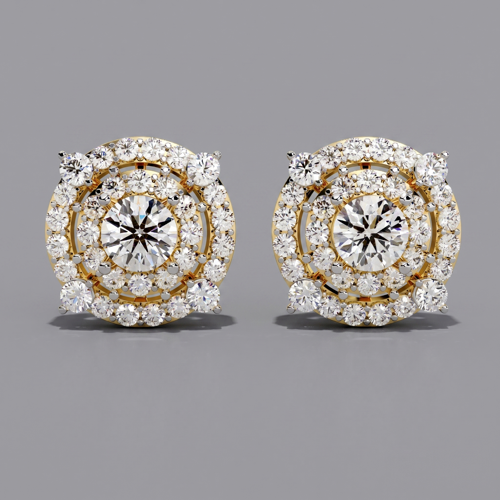 Double Halo Solitaire Studs