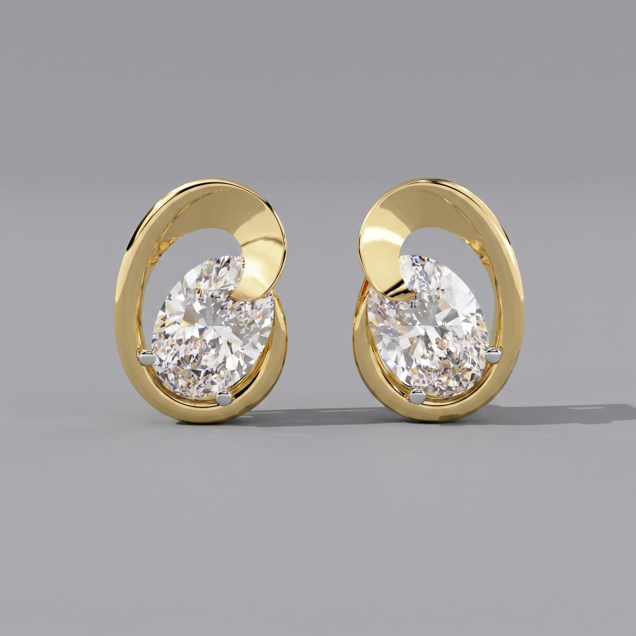 Sculptural Oval Solitaire Studs