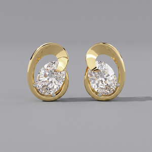 Sculptural Oval Solitaire Studs
