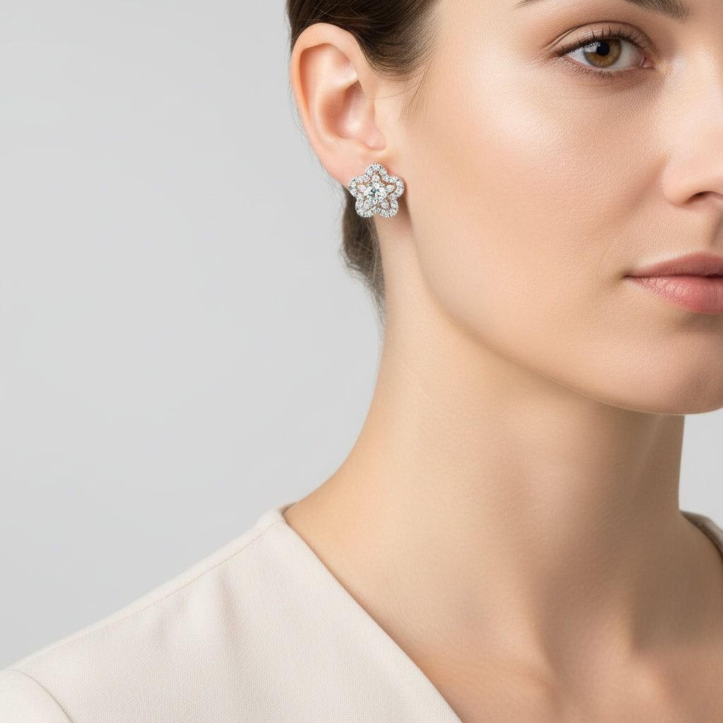 Round Diamond Star Studs