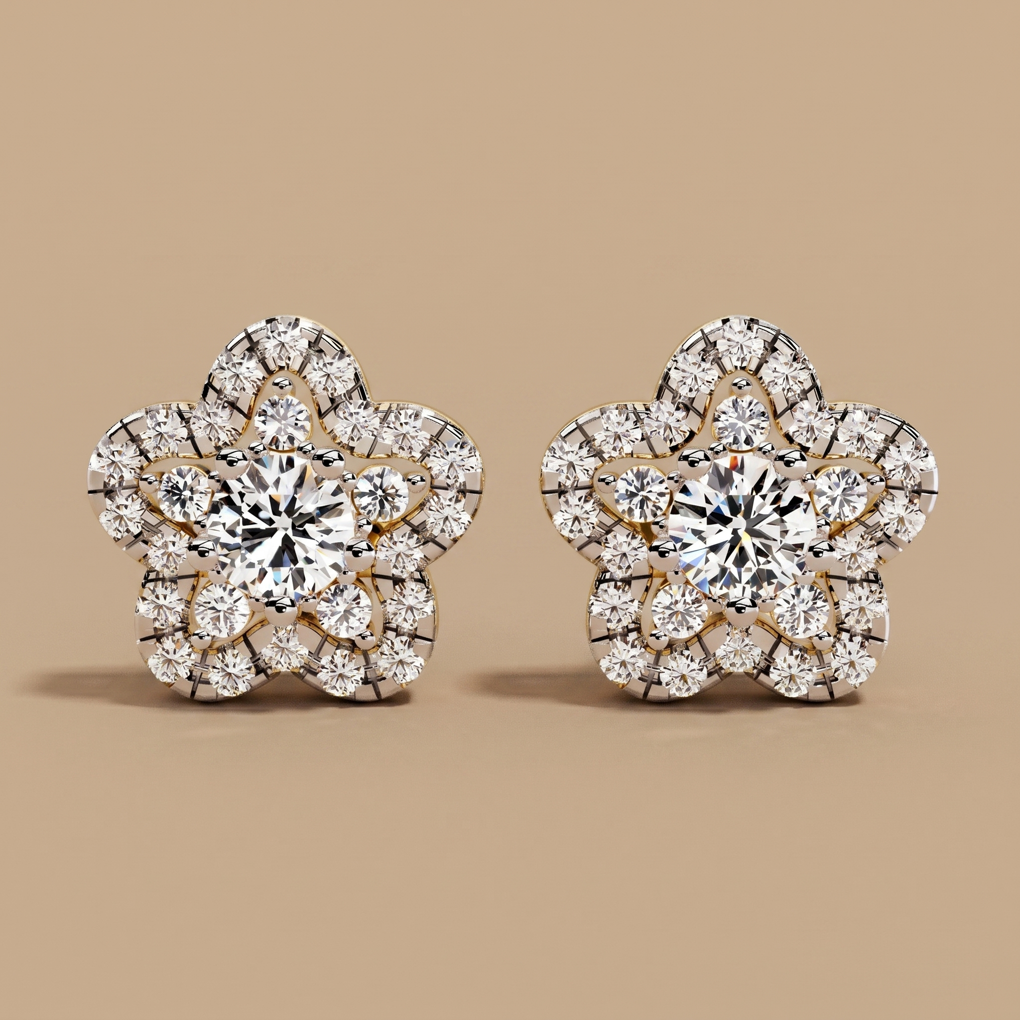 Round Diamond Star Studs