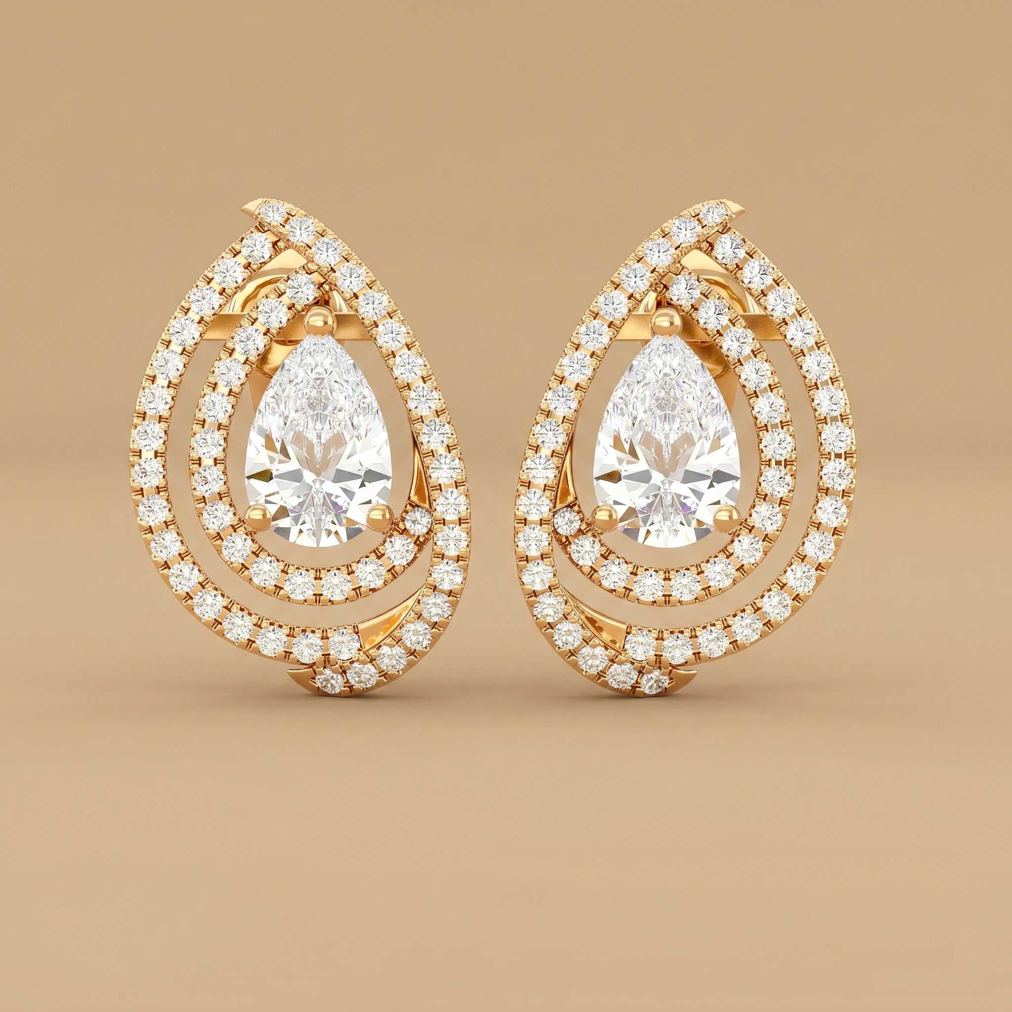Double Halo Pear Studs