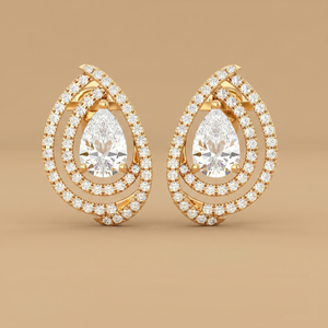 Double Halo Pear Studs