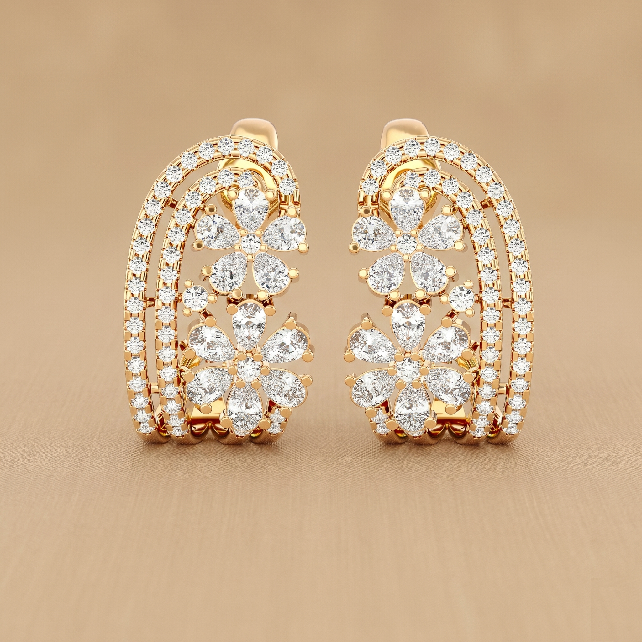 Diamond Twin Blossom Earrings