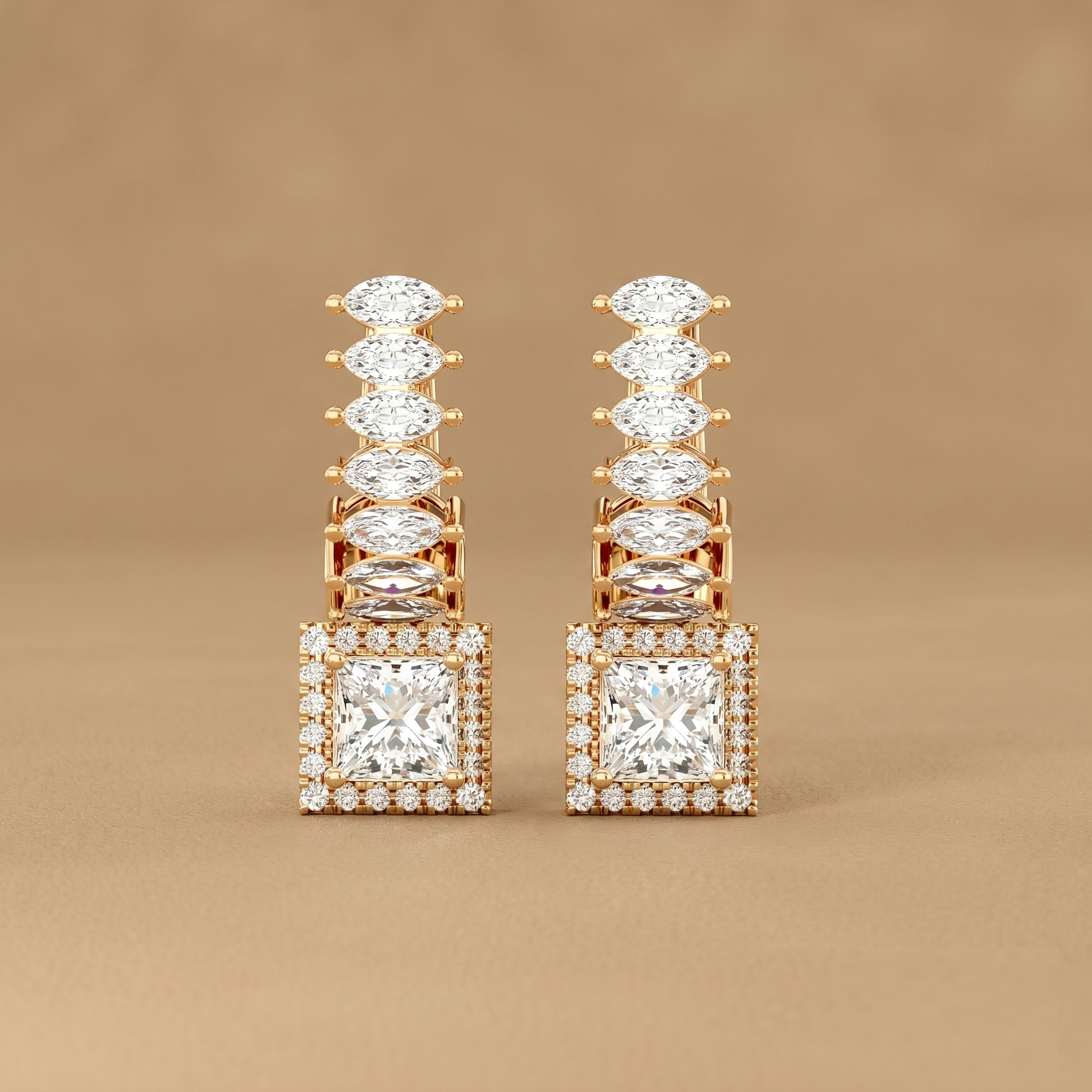 Marquise Square Drops Earrings