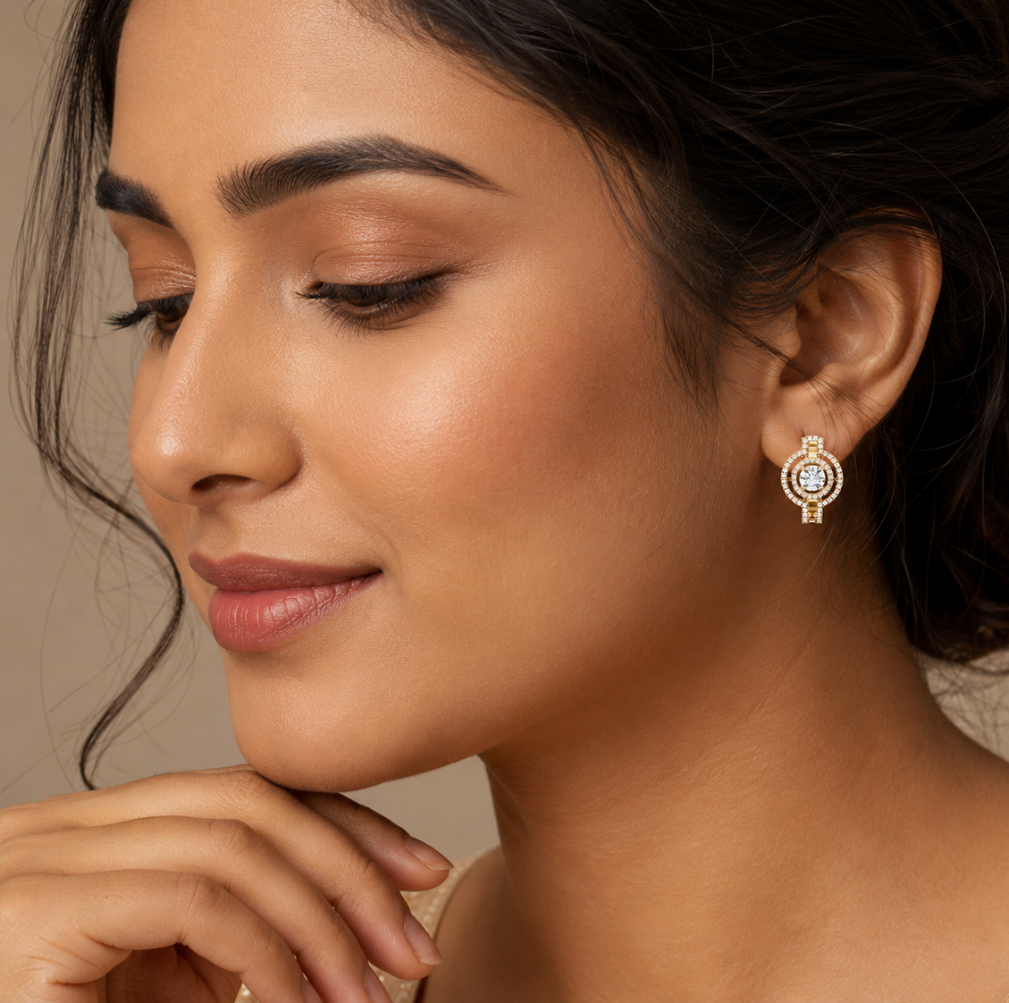 Solitaire Round Double Halo Studs Earrings