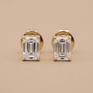 1.5-1.5ct Labgrown Emerald Diamond Solitaire Studs