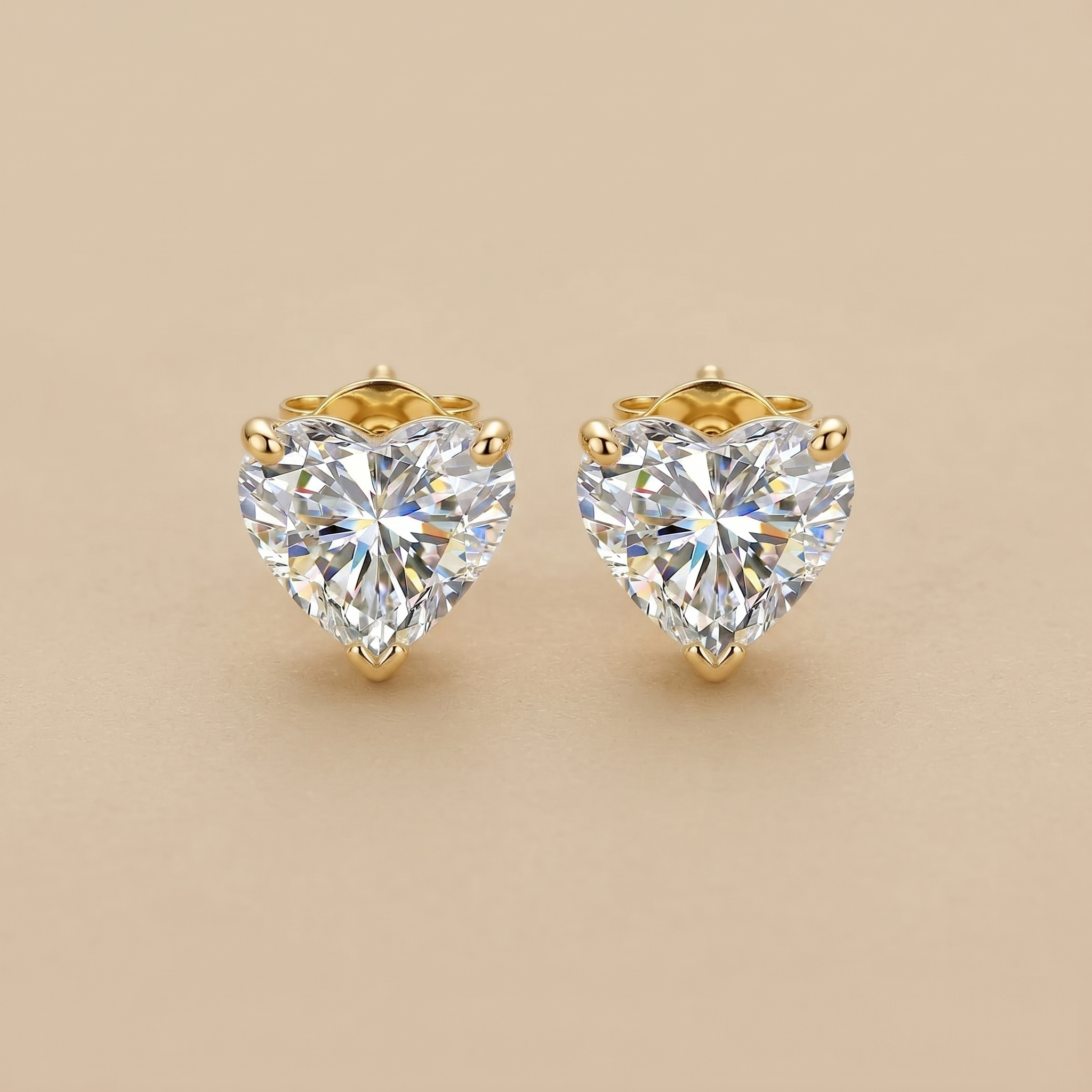 1-1ct Labgrown Heart Diamond Solitaire Studs
