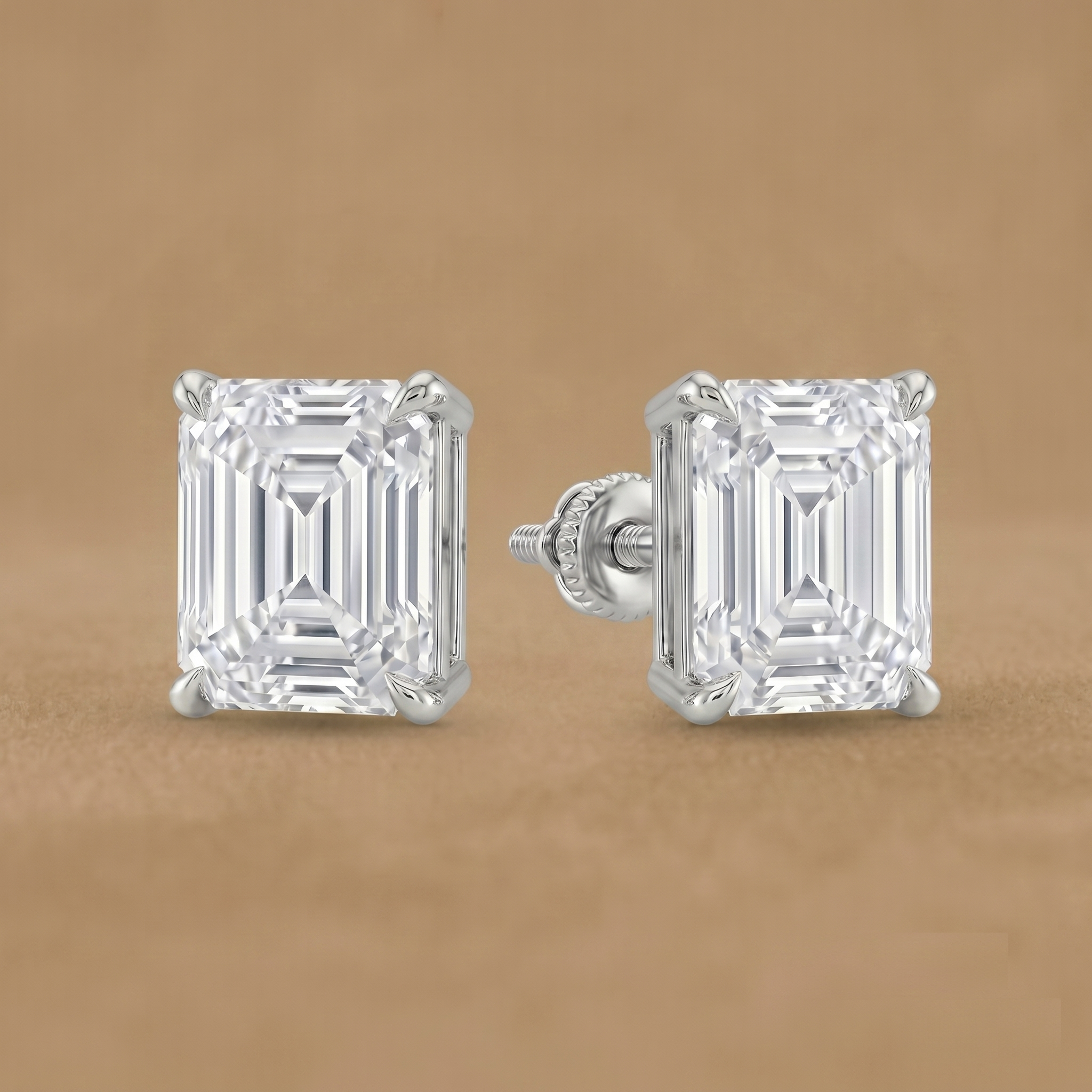 2-2ct Labgrown Asscher Solitaire Studs