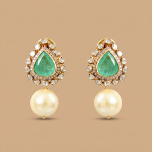 Labgrown colombian emerald studs
