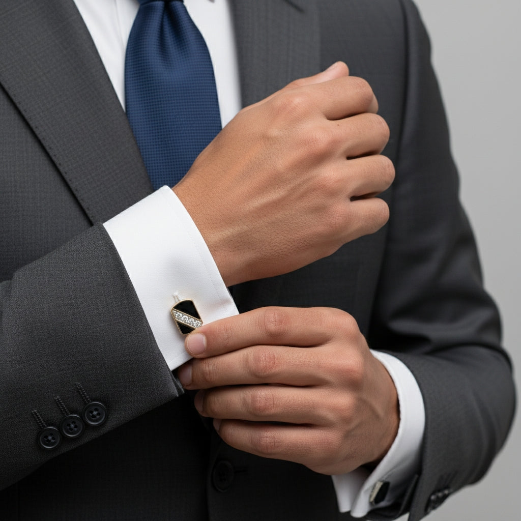 Diagonal Diamond Cufflinks